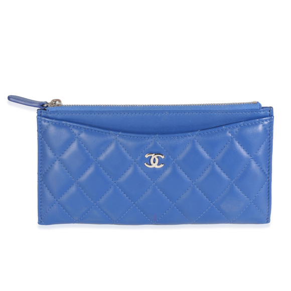 Chanel Handbags - Chanel Navy Quilted Lambskin Classic Zip Pouch